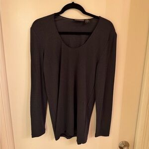 Grey Scoop Neck Long Sleeve